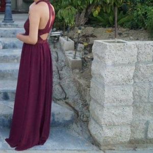 Elegant long maroon dress